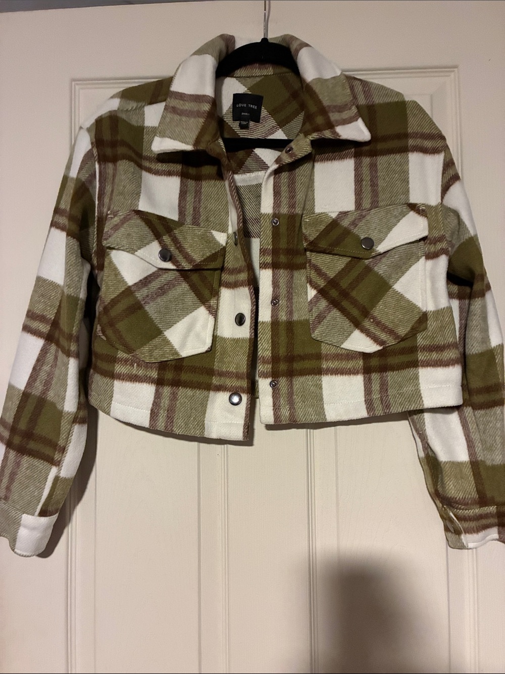 Crop flannel button down top